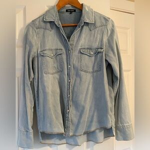 Dear John | Denim Button-Up Distressed Western Shirt Pearl Buttons